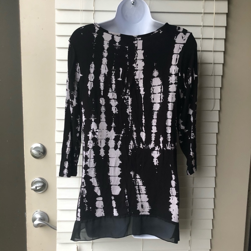 Black and White tie-dye B.L.E.U Tunic Top- M - Picture 4 of 4